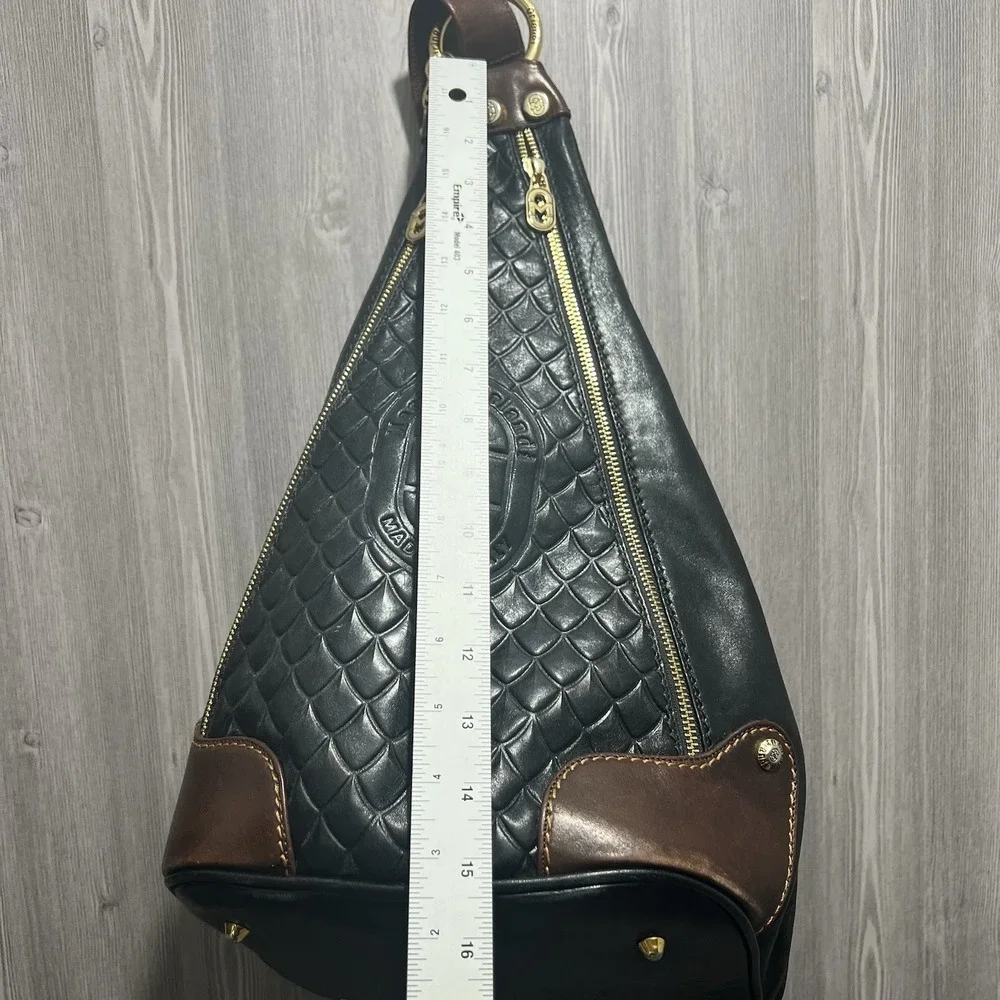 Marino‎ Orlandi Italian Leather Large Backpack Sling Black